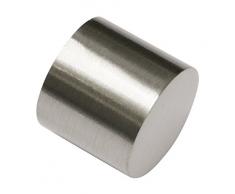 GARDINIA Endkappen für Gardinenstangen, 2 Stück, Serie Chicago, Durchmesser 20 mm, Metall, Edelstahl-Optik