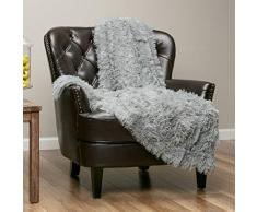 Chanasya Super Weichen Langen Shaggy Fuzzy Fell Webpelz warm elegant Cozy mit Flauschiger Sherpa Chic Überwurf Decke – Farbe Shaggy Kunstpelz, Polyester, grau, 60x70 Inches