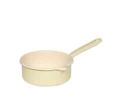 Riess - Stielkasserolle - Kasserolle - Stieltopf - mit großem Ausguß - Emaille - gelb Ø 16cm - 1 Liter