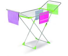 Casabriko 43915. Wäschespinne mit Flügel und Gelenke, Edelstahl/Aluminium eloxiert, Grün, 55 x 6 x 133 cm
