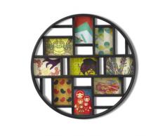 Umbra Luna Bilderrahmen Collage für 9 Fotos – Runde Fotowand für neun 10 x 15 cm Bilder, Fotos, Illustrationen, Grafiken und Mehr, Schwarz