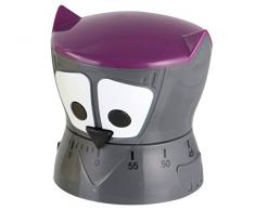 Fackemann Kurzzeitwecker Eule, mechanische Küchenuhr, lustige Eieruhr (Farbe: Grau/Lila), Menge: 1 Stück