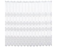 Plauener Spitze by Modespitze, Store Bistro Gardine Scheibengardine mit Stangendurchzug, hochwertige Stickerei, Höhe 112 cm, Breite 112 cm, Weiß