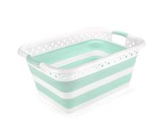 Addis Wäschekorb, faltbar, rechteckig, 45 l, Weiß/Aqua Haze