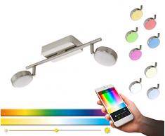 EGLO connect LED Deckenspot Corropoli-C, Smart Home Spot 2 flammig, Deckenlampe aus Stahl und Kunststoff, Farbe: nickel matt, weiß, dimmbar, Weißtöne und Farben einstellbar