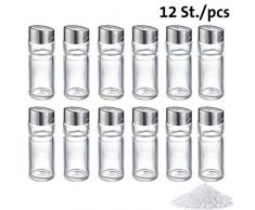 Westmark Universalstreuer, 12 Stück, Fassungsvermögen: je 40 ml, Glas/Rostfreier Edelstahl, Silber/Transparent, Wien, 650722E2