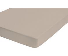 biberna 77144 Jersey-Stretch Spannbetttuch, nach Ãko-Tex Standard 100, ca. 90 x 190 cm bis 100 x 200 cm, Braun (Taupe)