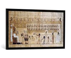 Gerahmtes Bild von Ãgyptische Malerei Jenseitsgericht/Totenbuch / Papyrus, Kunstdruck im hochwertigen handgefertigten Bilder-Rahmen, 100x50 cm, Schwarz matt