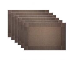 Bright Dream Platzdeckchen waschbar, leicht zu reinigen, PVC Tischset für Küche und Tisch, hitzebeständig, gewebtes Vinyl braun