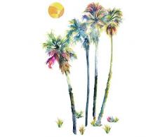 RoomMates RM - Palmen Wasserfarbe Wandtattoo, PVC, bunt, 48 x 13 x 2.5 cm