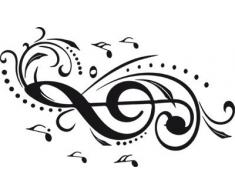 Graz Design 600023_40_070 Wandtattoo NotenschlÃ¼ssel mit Musiknoten fÃ¼r Wohnzimmer Wanddekoration Deko (GrÃ¶Ãe=67x40cm//Farbe=Schwarz)
