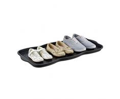 Relaxdays Schuhabtropfschale groß, Kunststoff Schuhablage f. 6 Schuhe, Profil Schmutzfang HBT: 3 x 75 x 38 cm, schwarz