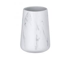 WENKO Adrada Zahnputzbecher-/ Zahnbürstenhalter (für Zahnbürste und Zahnpasta, Keramik) 8.5 x 12 x 8.5 cm, Weiß