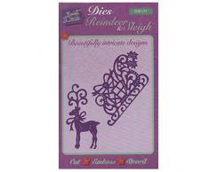 Sweet Dixie Reindeer & Sleigh Rentier und Schlitten Stanze, Metall, Grau, 23.2 x 12.9 x 0.9 cm