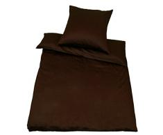 Kinzler B-10000/52 hochwertige Baumwoll-Satin Bettwäsche Uni, modern, 80x80 + 135x200 cm, braun