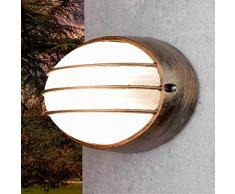 Rustikale Außenwandleuchte oval Kupfer Antik E27 wetterfest Glas B:22cm Wegbeleuchtung Garten Balkon