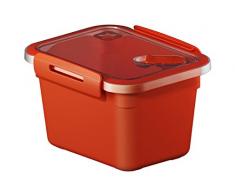 Rotho Memory Mikrowellendose 0.85 l mit Deckel und Ventil, Kunststoff (BPA-frei), rot, 0,85 Liter (15 x 12 x 9,5 cm)