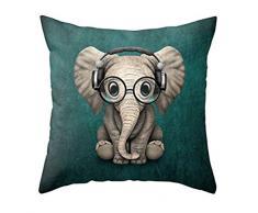 Home Decor Baumwolle Leinen Kissenbezug 18 x 18, baroncover Cute Elefant Überwurf Brille tragen Kissen Fall Kissenbezug für Sofa