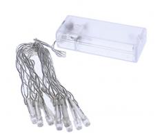 10er LED Batterie Lichterkette für innen Lichtfarbe kaltweiss Kabel transparent