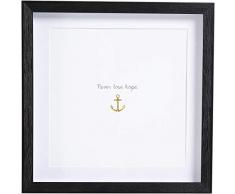 Kare Design Bild Frame Anchor, 33x33cm quadratisches Bild mit schwarzem Bilderrahmen, schwarz und weiß, Bild mit Bilderrahmen und Schriftzug, Bilderwand, Wandbilder mit Sprüchen, (H/B/T) 32,5x32,5x2cm