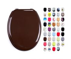 MSV WC Sitz Toilettendeckel MDF Holzkern „Braun“ Scharniere aus Edelstahl - hochwertige und stabile Qualität