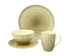 Creatable 20814, Serie Brush Nordic, Geschirrset, Single Set 6 teilig, Steingut, Blau