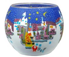 Himmlische Düfte Geschenkartikel CC252 Tischdekoration, Wintermärchen Windlicht Glas 11 x 11 x 9 cm, bunt