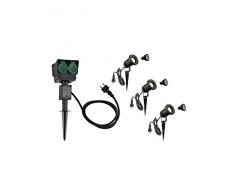 SLV LED Strahler NAUTILUS XL 3er Set mit Erdspieß, 4-fach IP44 Gartensteckdose 1,5m, 3x GU10 Leuchtmittel, Aussen-Leuchte, Außen-Strahler