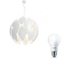 Philips myLiving Pendelleuchte Chiffon, 60 W, E27, weiß, 80 x 80 x 56,4 cm, inkl. Philips 3-in1 LED Lampe Sceneswitch