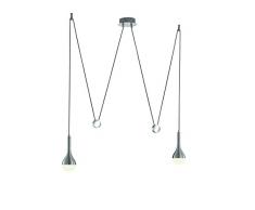 Trio Leuchten LED Pendelleuchte 327910205 Drops, Aluminium gebürstet, Acryl weiß, 2 x 4.5 Watt LED