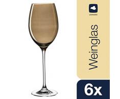 Leonardo Lucente 061775 Weißwein-Gläser Kelch mit Stiel 400 ml, Glas, Braun, 80 mm, 250 x 80 x 80 mm, 6er Set