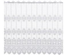 Plauener Spitze by Modespitze, Store Bistro Gardine Scheibengardine mit Stangendurchzug, hochwertige Stickerei, Höhe 83 cm, Breite 96 cm, Weiß
