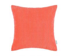 CaliTime Kissenbezüge Kissenhülle Kissenbezüge Kissenhülle Kissenbezug Komfortable Supersoft Corduroy Corn Striped Both Sides Dekokissenbezug 55cm x 55cm Living Coral