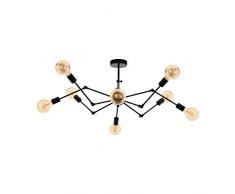 EGLO Deckenlampe Exmoor, 8 flammige Deckenleuchte Vintage, Industrial, Retro, Wohnzimmerlampe aus Stahl in schwarz, Küchenlampe, Flurlampe Decke mit E27 Fassung