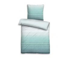 biberna 0636058 Mako-Satin Bettwäsche Garnitur mit Kopfkissenbezug (Baumwolle) 1x 200x200 cm + 2X 80x80 cm, türkis