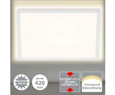 Briloner Leuchten LED Panel, Deckenleuchte, Deckenlampe, inkl. Hintergrundbeleuchtungseffekt, 22 Watt, 3.000 Lumen, 4.000 Kelvin, Weiß, Quadratisch, 42x42cm, W, 42x42 cm