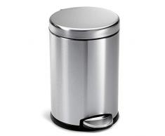simplehuman, 4,5 Liter, runder Treteimer, gebürsteter Stahl, 10 Jahre Garantie