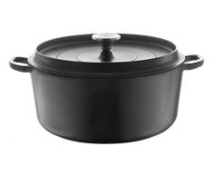 Berndes 034143 Eisenguss Bräter mit Gussdeckel Emaille, 2,7 L, 20 cm, rund, schwarz