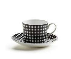 Maxwell & Williams S84006 Art Deco Tasse mit Untertasse, Kaffeetasse, Karo, in Geschenkbox, Porzellan