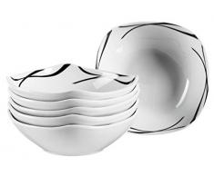Mäser 991367 Serie Oslo, Müslischalen 6er-Set, Müslischüsseln, klassisch, zeitlos, elegant, Porzellan, schwarz-weiß