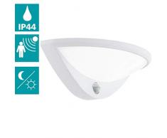 EGLO LED Außen-Wandlampe Belcreda, 1 flammige Außenleuchte inkl. Bewegungssensor, Sensor-Wandleuchte aus Aluguss und Kunststoff, Farbe: Weiß, IP44