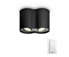 Philips Hue LED 2-er Spot Pillar inkl. Dimmschalter, dimmbar, alle Weißschattierungen, steuerbar via App, schwarz, kompatibel mit Amazon Alexa (Echo, Echo Dot)