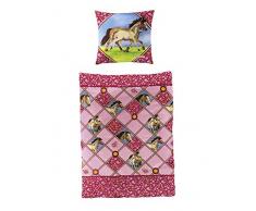 Bierbaum Bettwäsche Pferdefreunde 2343, Renforcé, Made in Germany, pink 01, 135 x 200 cm