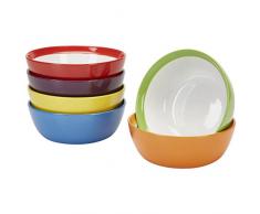Geschirrset Bunt Suppenschüsseln - Keramik Schüssel Set - Müslischalen Set - Geschirrset 6 Personen - perfekt als Suppenschale, Müslischale, Ramen Bowl und vieles mehr - 611 ml