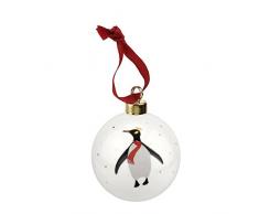 Portmeirion Home & Gifts Pinguin Single mit Schal Weihnachtskugel, Keramik, Mehrfarbig, 9