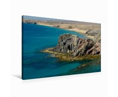 Calvendo Premium Textil-Leinwand 90 cm x 60 cm Quer Costa de Papagayo auf Lanzarote | Wandbild, Bild auf Keilrahmen, Fertigbild auf Echter Leinwand, Leinwanddruck