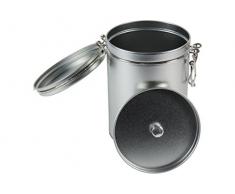 mikken - 1 x Kaffeedose / Teedose rund & luftdicht für 250g mit Bügelverschluss und Aromadeckel, Vorratsdose aus Weißblech (Silber) als Metall-, Gewürzdose & Tabakdose verwendbar (10 x 14,5 cm)
