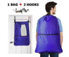 LUXJA Wäscherucksack, Wäschesack mit extra Edelstahl-Türhaken und Schultergurten violett