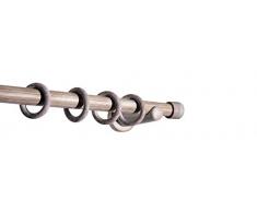 indeko AREZZO, stabile vintage Gardinenstange Ø 25 mm aus Holz auf Maß, 1-Lauf, weiß-natur, Komplettset mit Zubehör