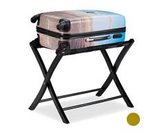 Relaxdays, schwarz Kofferständer Holz, klappbar, Gepäckablage, Kofferaufbewahrung, für Reisegepäck, HBT: 52,5x66,5x48 cm